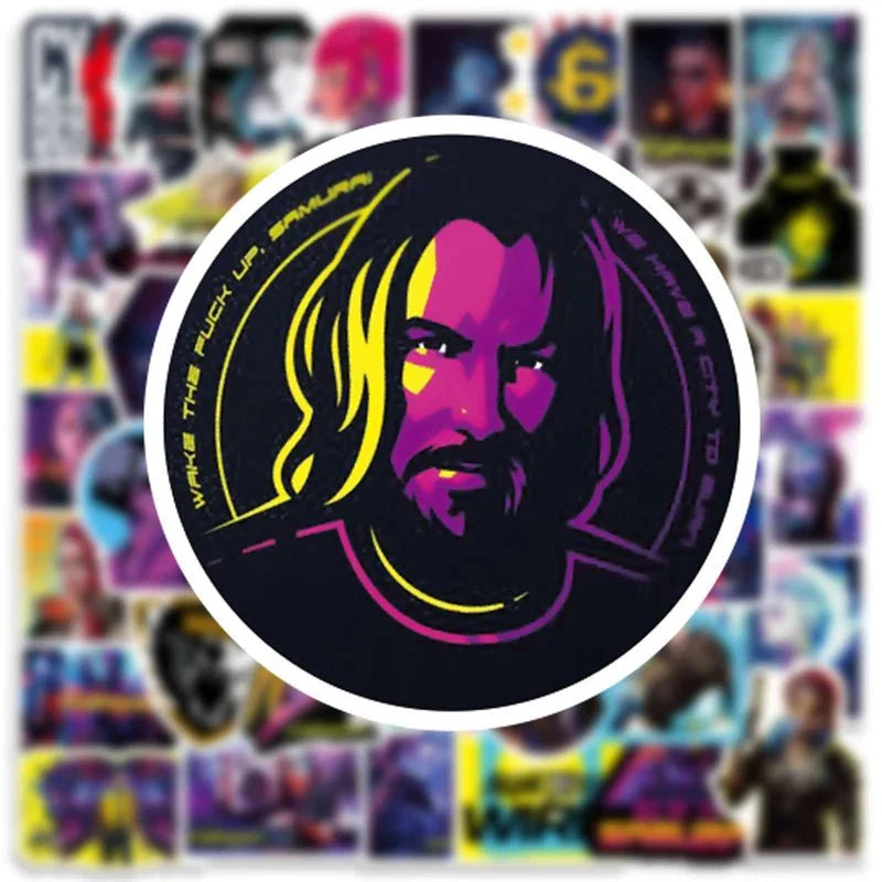 10 - 50 Piece Cyberpunk 2077 Game Sticker Set: Waterproof for Phones, Laptops, Luggage, and Skateboards - Gapo Goods -