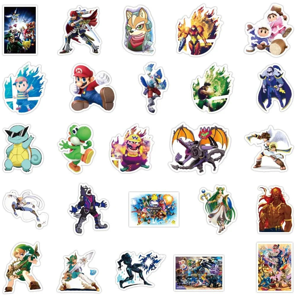 Super Smash Bros Stickers – Durable Vinyl Sticker Set with Colorful Nintendo Characters Paper products