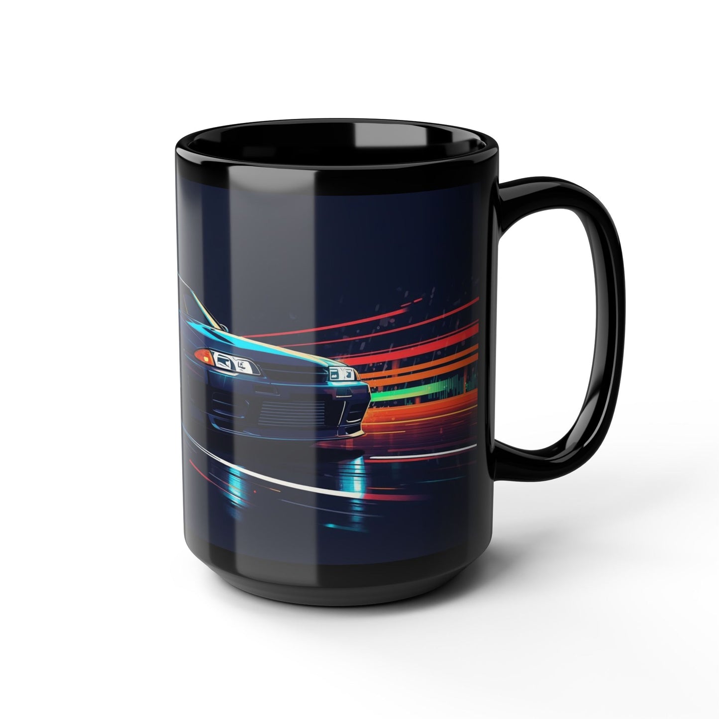JDM Drift Racing 15oz Black Mug — Blue Smoke Design