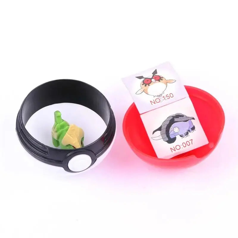 Pokémon-themed toy containers shaped like Poké Balls with figures in 12Pcs Pokeball Model anime