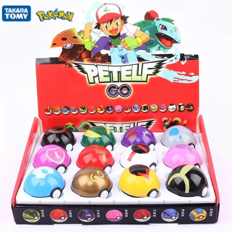 Display box of 12Pcs Pokeball Model Anime Figures for Pokemon Pikachu Pocket Collection