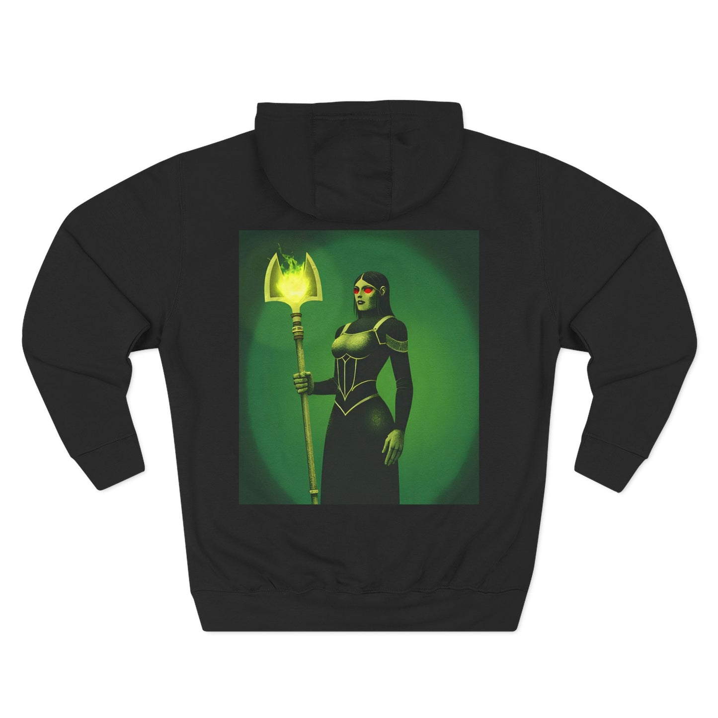 Enchanting Three-Panel Fleece Hoodie - Goth Mom with a Lamp Cozy Gift for Halloween, Casual Wear, Pop Culture Fans, Unique Wardrobe Addition Hoodie