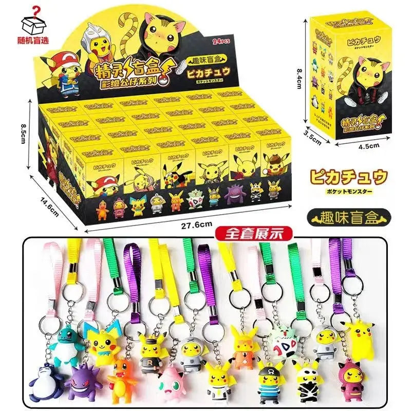 24 Pcs Set Pokemon Random Box Action Figure Cute Different Styles Pikachu Doll Keychain Anime Cartoon Ornaments Model Gifts - Gapo Goods -