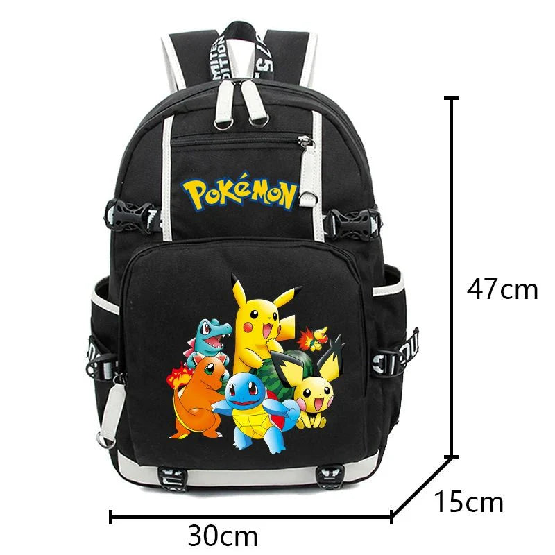 Anime Backpack Set – Durable 3-Piece Pokémon Pikachu & Uzumaki Combo Bag Backpack