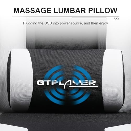 GTPLAYER Gaming Chair, Computer Chair with Footrest and Lumbar Support, Height Adjustable Game Chair with 360° - Swivel Seat and Headrest and for Office or Gaming (White) - Gapo Goods -
