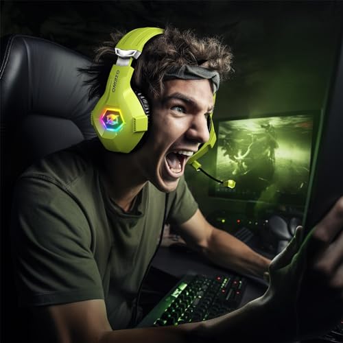 Gaming Headset PS4 Headset, Xbox Headset with 7.1 Surround Sound, Gaming Headphones with Noise Cancelling Mic RGB Light Memory Earmuffs for PC, PS5, PS4, Xbox Series X/S, Xbox one, Switch - Gapo Goods - Computer PC Gaming Accessories