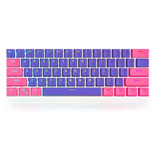 GTSP 61 Keycaps 60 Percent, Ducky One 2 Mini Keycaps for Mechanical Keyboard OEM Profile RGB PBT Keycap Set with Key Puller for Cherry MX Switches SK 61/Joker (Only keycaps) Blue