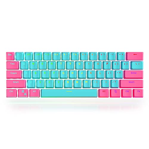 GTSP 61 Keycaps 60 Percent, Ducky One 2 Mini Keycaps for Mechanical Keyboard OEM Profile RGB PBT Keycap Set with Key Puller for Cherry MX Switches SK 61/Joker (Only keycaps) Blue