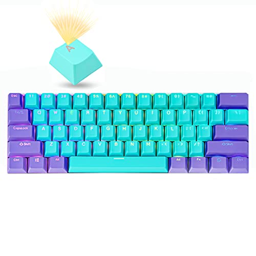 GTSP 61 Keycaps 60 Percent, Ducky One 2 Mini Keycaps for Mechanical Keyboard OEM Profile RGB PBT Keycap Set with Key Puller for Cherry MX Switches SK 61/Joker (Only keycaps) Blue