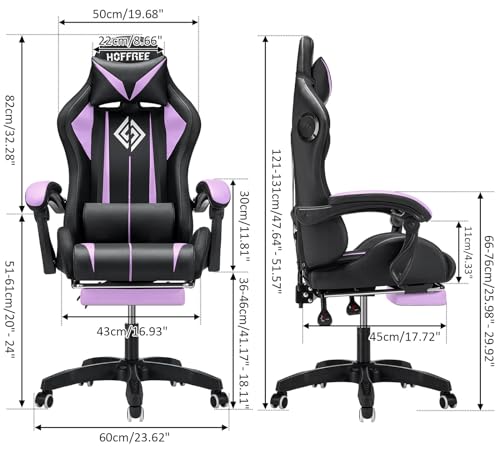 RGB Gaming Chair – Massage Gaming Chair with Bluetooth Speakers, Footrest & LED Lights Gaming Accessories