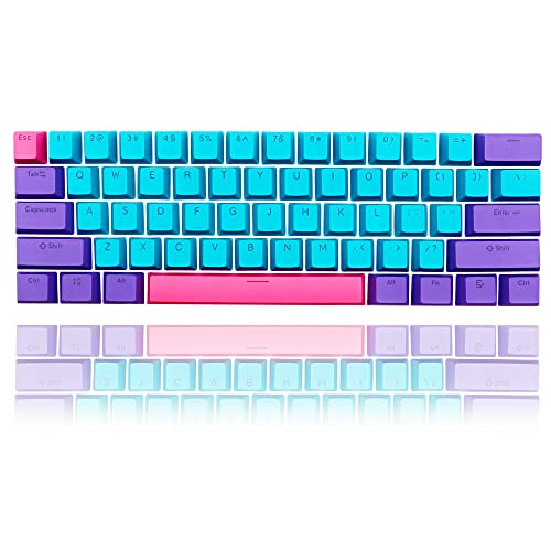 GTSP 61 Keycaps 60 Percent, Ducky One 2 Mini Keycaps for Mechanical Keyboard OEM Profile RGB PBT Keycap Set with Key Puller for Cherry MX Switches SK 61/Joker (Only keycaps) Blue