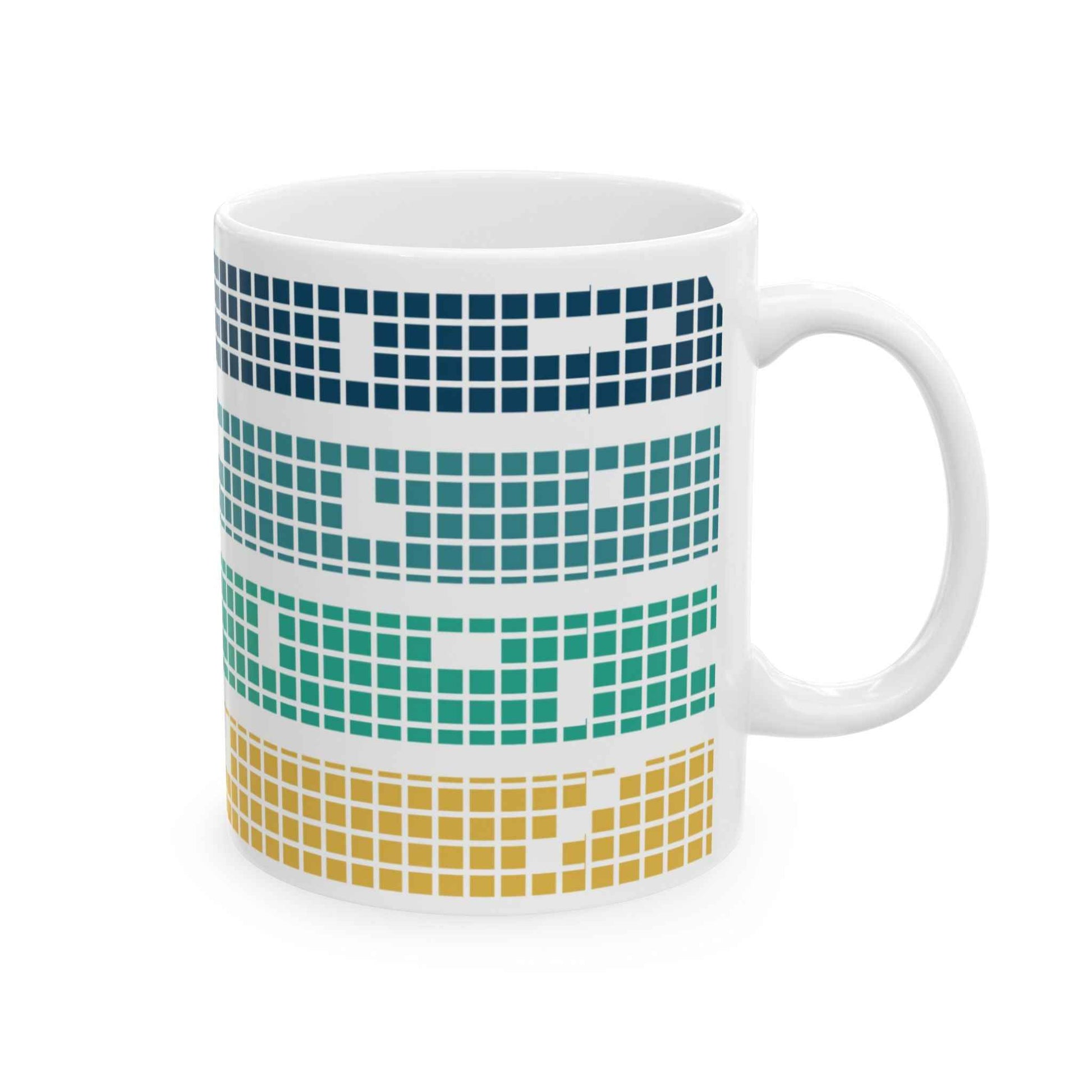 Meditation Mug - Tetris Inspired 11oz Ceramic Coffee Cup | Mindfulness Gift Mug