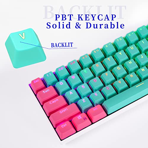 GTSP 61 Keycaps 60 Percent, Ducky One 2 Mini Keycaps for Mechanical Keyboard OEM Profile RGB PBT Keycap Set with Key Puller for Cherry MX Switches SK 61/Joker (Only keycaps) Blue