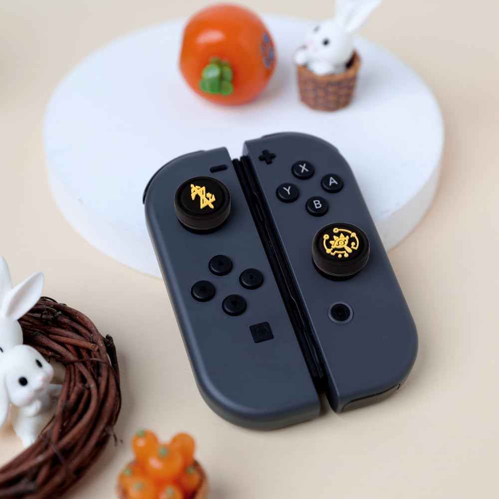 PERFECTSIGHT Switch Thumb Grips, Cute Joystick Caps for Nintendo Switch Lite/Switch OLED, 4 PCS Kawaii Thumbstick Cover Analog Stick Button Cover for NS Joycon Controller (Black Z Eyes)