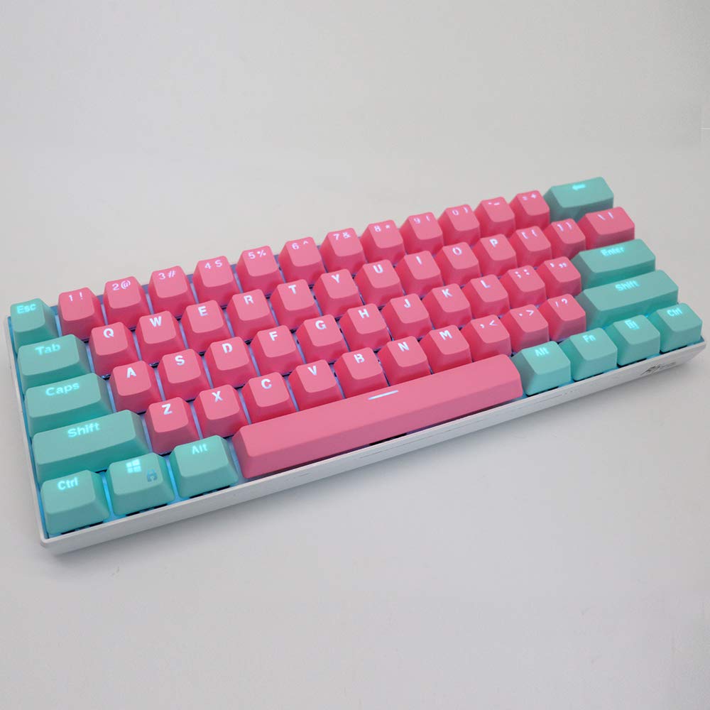 GTSP 61 Keycaps 60 Percent, Ducky One 2 Mini Keycaps for Mechanical Keyboard OEM Profile RGB PBT Keycap Set with Key Puller for Cherry MX Switches SK 61/Joker (Only keycaps) Blue