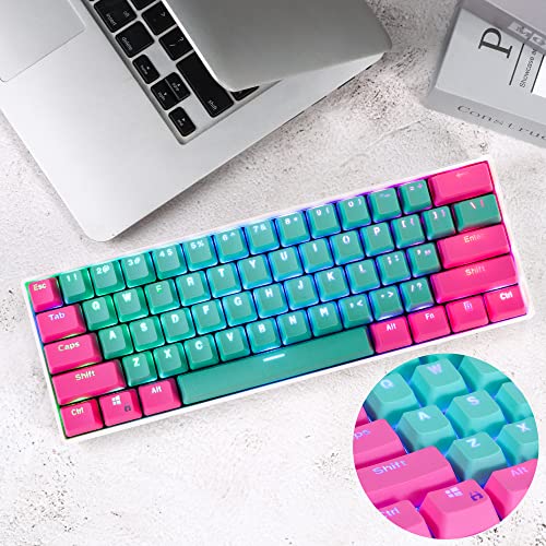 GTSP 61 Keycaps 60 Percent, Ducky One 2 Mini Keycaps for Mechanical Keyboard OEM Profile RGB PBT Keycap Set with Key Puller for Cherry MX Switches SK 61/Joker (Only keycaps) Blue