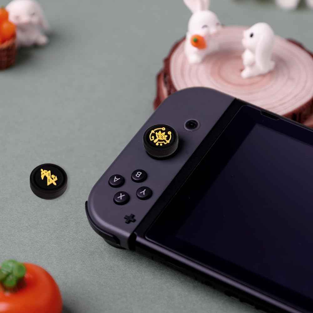 PERFECTSIGHT Switch Thumb Grips, Cute Joystick Caps for Nintendo Switch Lite/Switch OLED, 4 PCS Kawaii Thumbstick Cover Analog Stick Button Cover for NS Joycon Controller (Black Z Eyes)