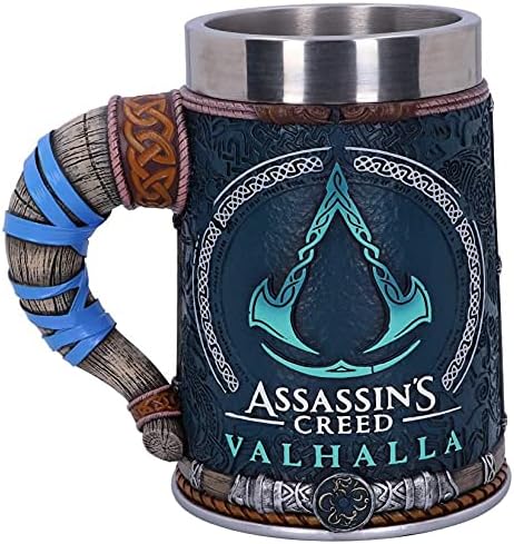 Assassin's Creed Tankard – Officially Licensed Valhalla Viking Resin Mug with Stainless Steel