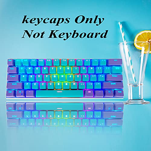 GTSP 61 Keycaps 60 Percent, Ducky One 2 Mini Keycaps for Mechanical Keyboard OEM Profile RGB PBT Keycap Set with Key Puller for Cherry MX Switches SK 61/Joker (Only keycaps) Blue