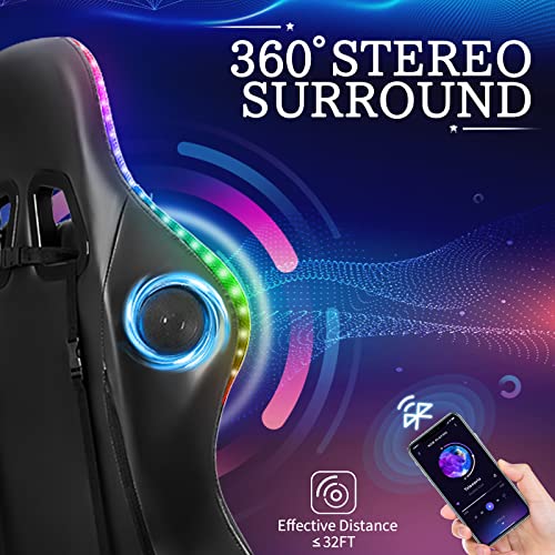 RGB Gaming Chair – Massage Gaming Chair with Bluetooth Speakers, Footrest & LED Lights Gaming Accessories