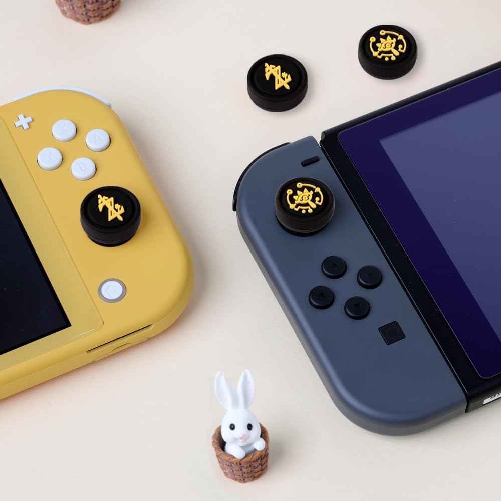 PERFECTSIGHT Switch Thumb Grips, Cute Joystick Caps for Nintendo Switch Lite/Switch OLED, 4 PCS Kawaii Thumbstick Cover Analog Stick Button Cover for NS Joycon Controller (Black Z Eyes)