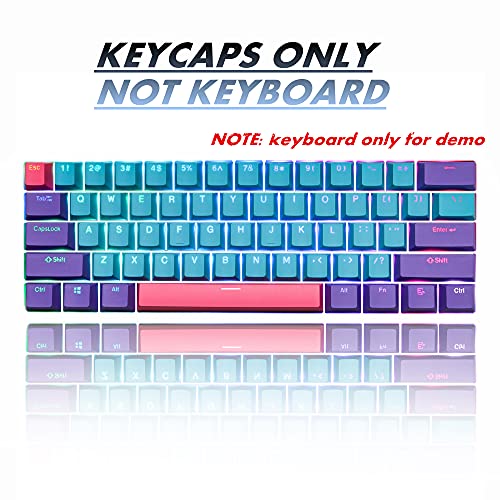 GTSP 61 Keycaps 60 Percent, Ducky One 2 Mini Keycaps for Mechanical Keyboard OEM Profile RGB PBT Keycap Set with Key Puller for Cherry MX Switches SK 61/Joker (Only keycaps) Blue