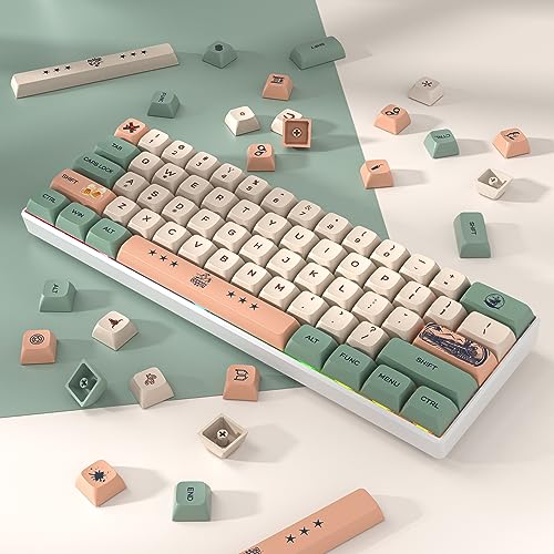 GTSP 61 Keycaps 60 Percent, Ducky One 2 Mini Keycaps for Mechanical Keyboard OEM Profile RGB PBT Keycap Set with Key Puller for Cherry MX Switches SK 61/Joker (Only keycaps) Blue