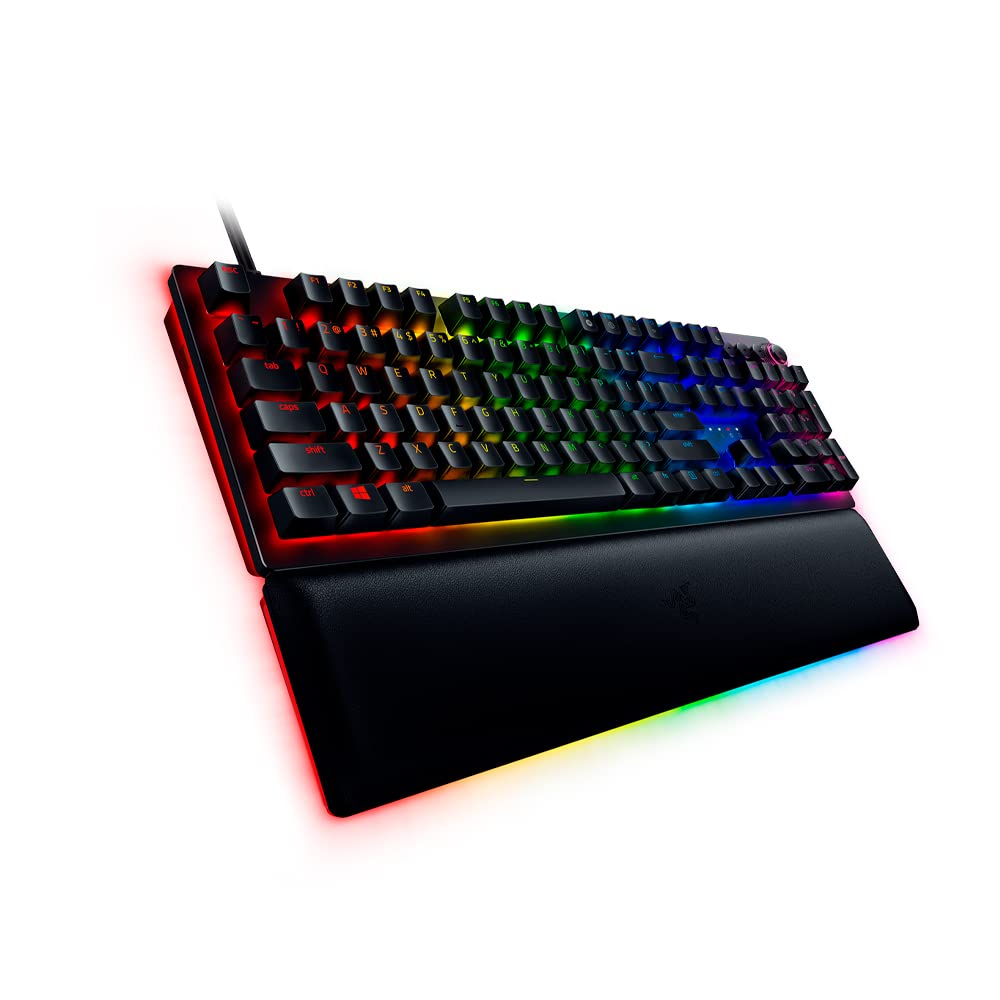 Razer Huntsman V2 Optical Gaming Keyboard: Linear Optical Switches - 8000Hz Polling Rate - Doubleshot PBT Keycaps - Dedicated Media Keys & Dial - Ergonomic Wrist Rest - Snap Tap