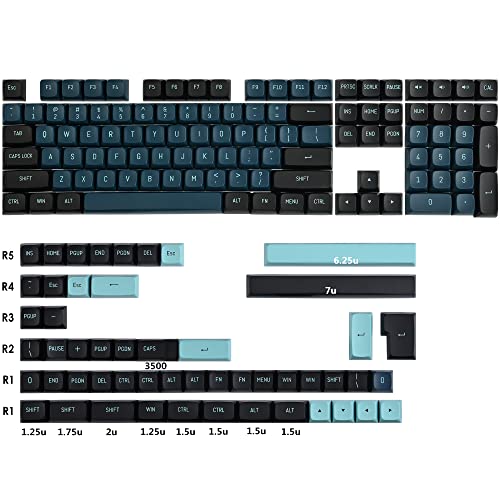GTSP 61 Keycaps 60 Percent, Ducky One 2 Mini Keycaps for Mechanical Keyboard OEM Profile RGB PBT Keycap Set with Key Puller for Cherry MX Switches SK 61/Joker (Only keycaps) Blue