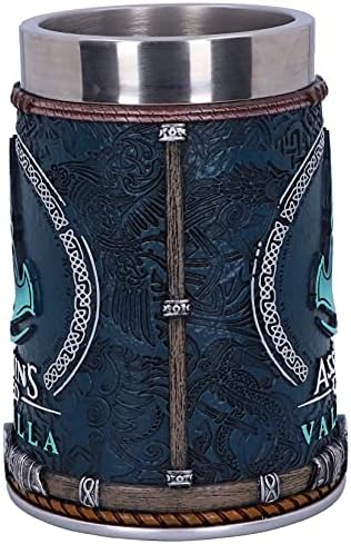 Assassin's Creed Tankard – Officially Licensed Valhalla Viking Resin Mug with Stainless Steel