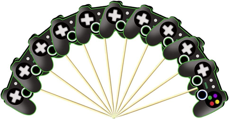Video Game Cupcake Toppers - Gamepad Cake Picks | Party Supplies for Gamers Home Decor