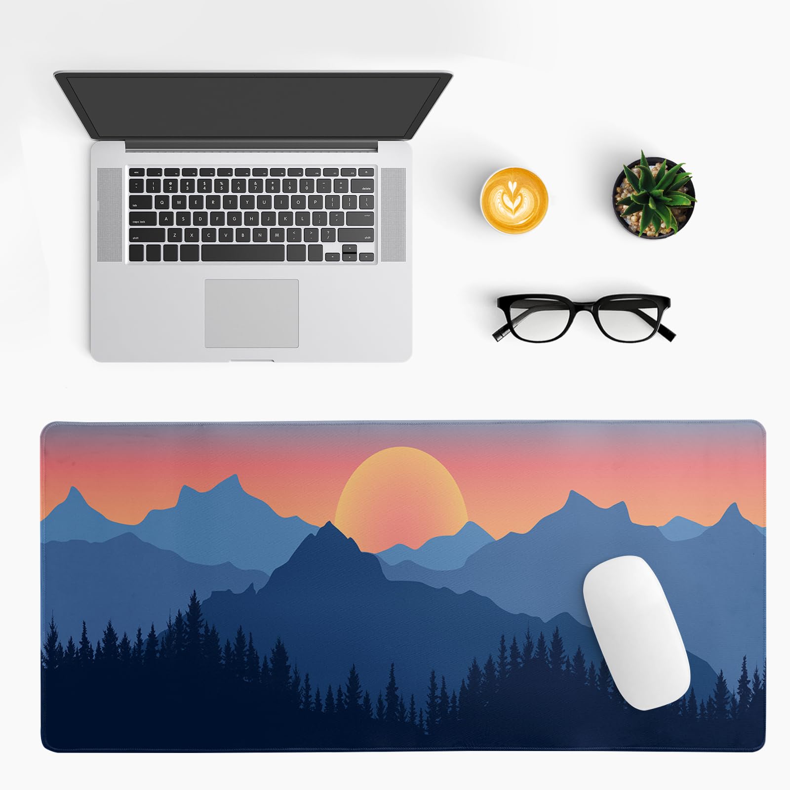Gaming Mouse Pad – Large Non Slip Mouse Mat with Sea Wave Design, 31.5x11.8 Inch Mousepad