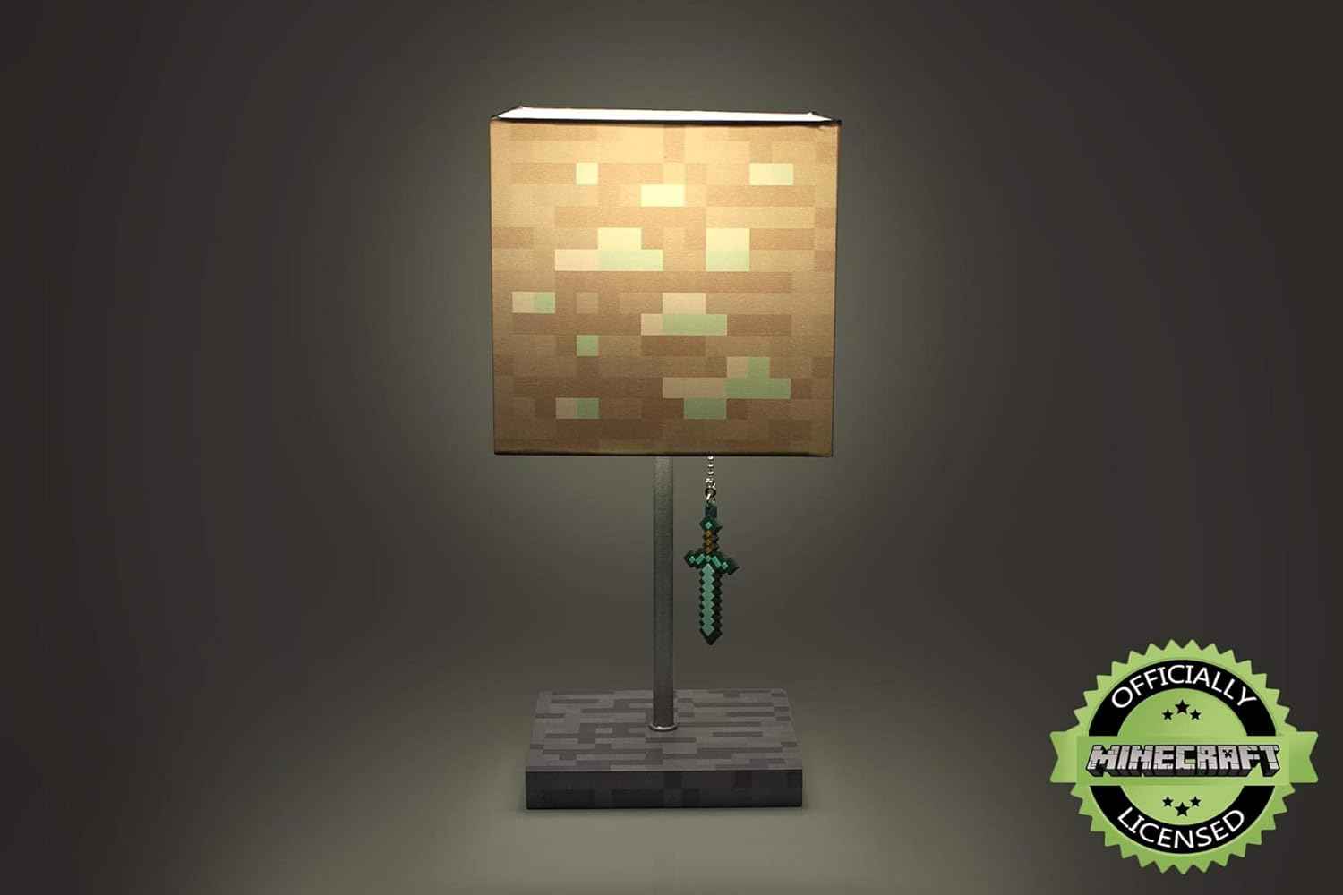 Minecraft Diamond Ore Lamp - 14-Inch LED Table Lamp with Diamond Sword Pull Chain Home Decor
