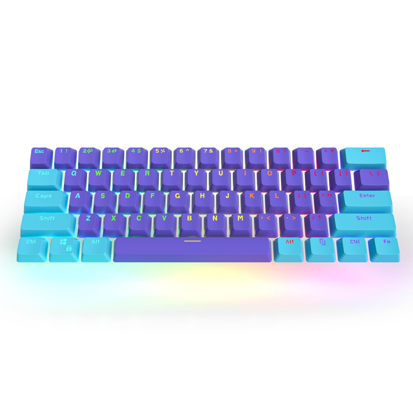 GTSP 61 Keycaps 60 Percent, Ducky One 2 Mini Keycaps for Mechanical Keyboard OEM Profile RGB PBT Keycap Set with Key Puller for Cherry MX Switches SK 61/Joker (Only keycaps) Blue