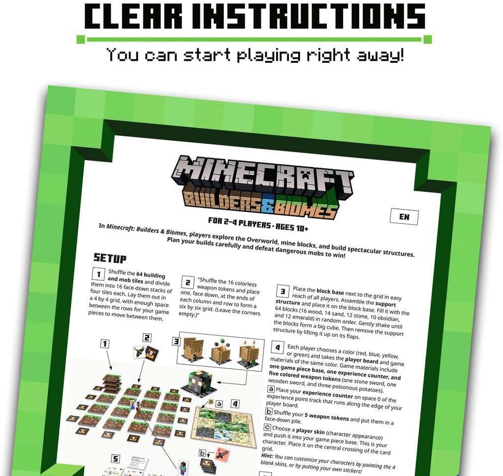 Ravensburger Minecraft: Builders & Biomes - Engaging Strategy Board Game | Ideal for 2-4 Players | Perfect for Ages 10 & Up | Authentic Minecraft Experience | Great Gift for Minecraft Enthusiasts