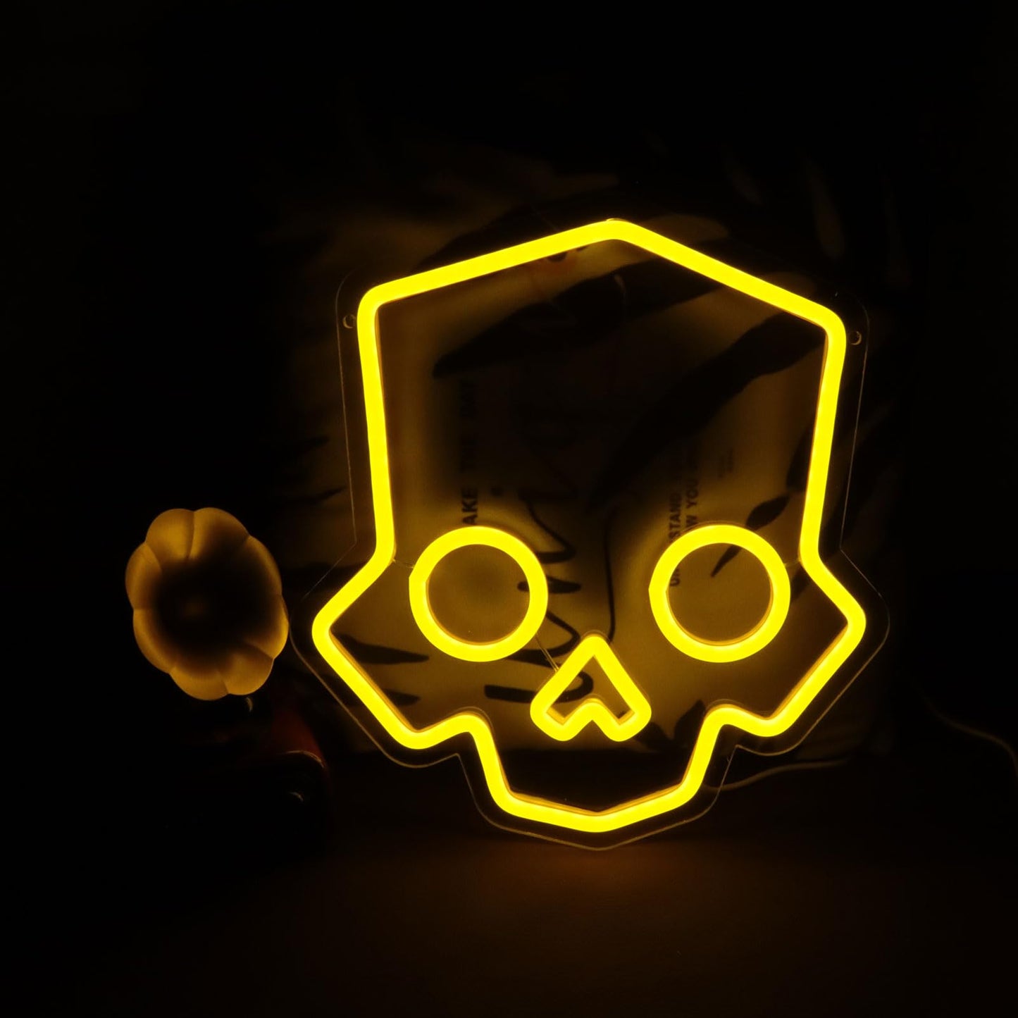 Skull Neon Sign – Yellow LED Neon Lights for Game Room Decor & Man Cave Lighting Home Decor