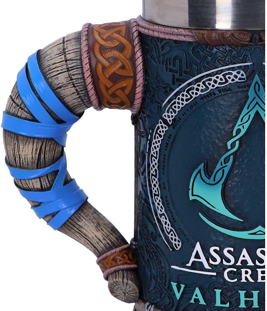 Assassin's Creed Tankard – Officially Licensed Valhalla Viking Resin Mug with Stainless Steel