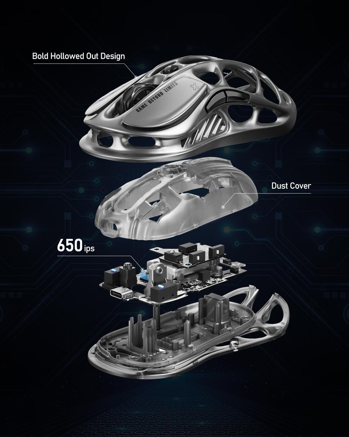 Wireless Gaming Mouse GravaStar Mercury M2 | 26,000 DPI PAW3395 Sensor | Lightweight Ergonomic Design Gaming Accessories