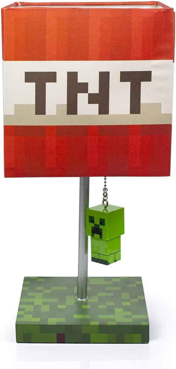 Minecraft TNT Desk Lamp โ 14-Inch LED Block with 3D Creeper Puller Light Home Decor