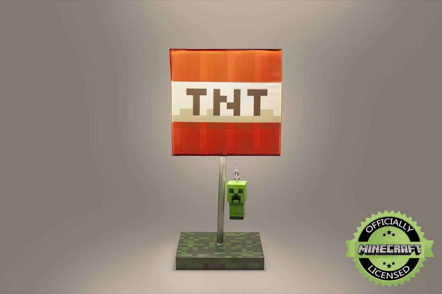 Minecraft TNT Desk Lamp โ 14-Inch LED Block with 3D Creeper Puller Light Home Decor