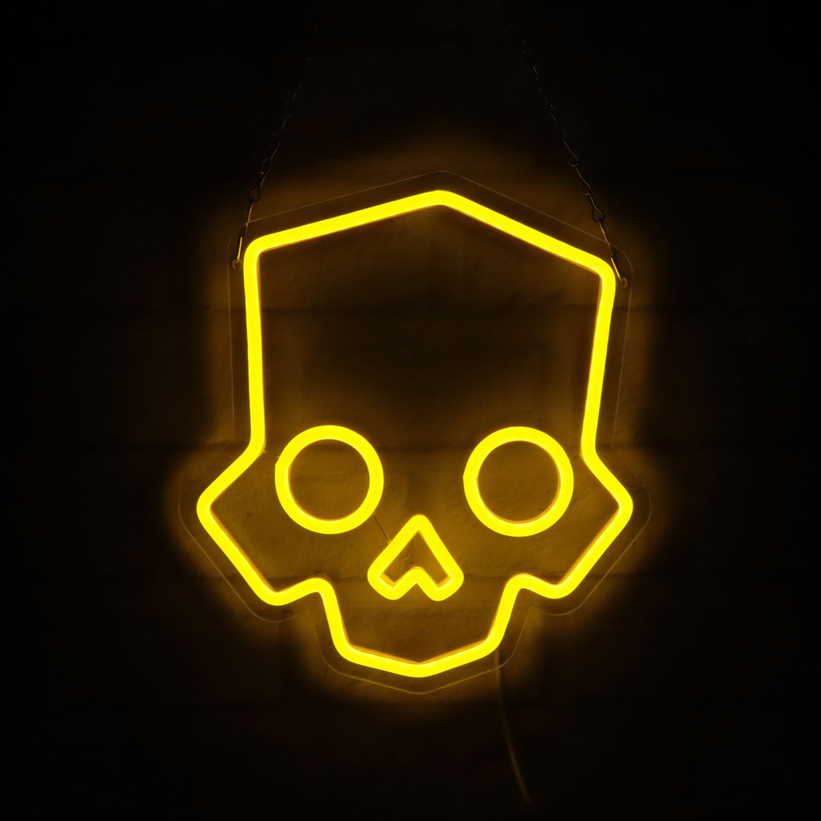 Skull Neon Sign – Yellow LED Neon Lights for Game Room Decor & Man Cave Lighting Home Decor