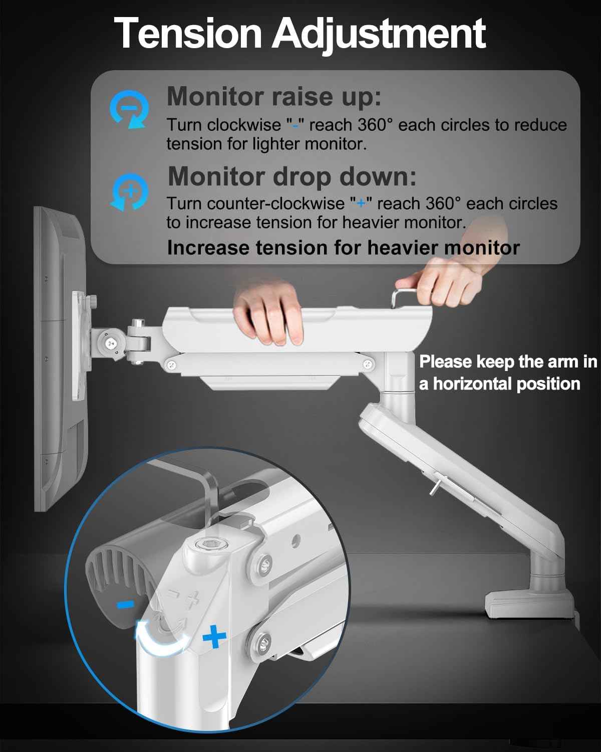 Dual Monitor Arm Fits 17 to 32 Inch Computer Screen, 22lbs per Arm, Full Motion Monitor Desk Mounts for 2 Monitors, Gas Spring Desk Mount, VESA Mount White, Freelift Pro