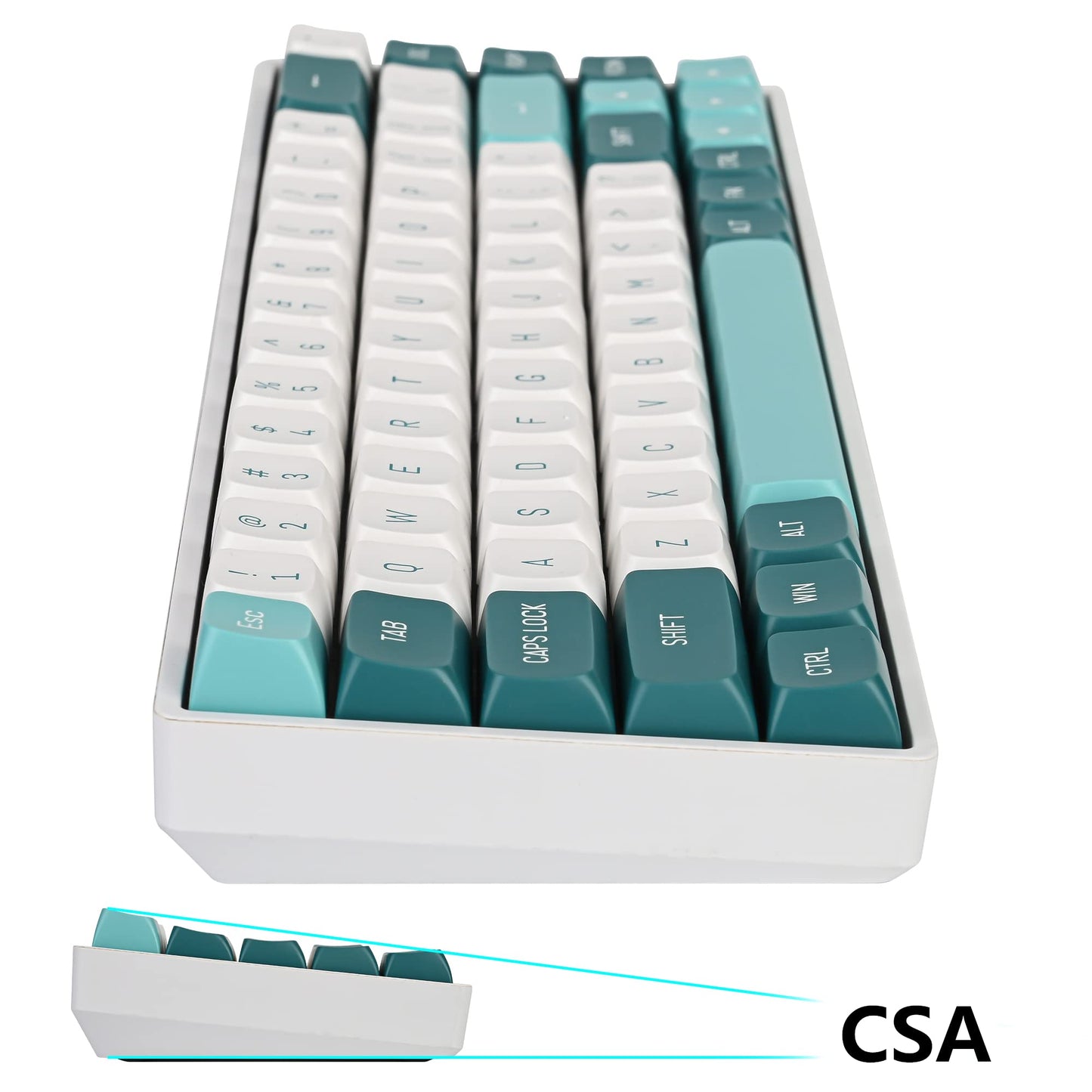 GTSP 61 Keycaps 60 Percent, Ducky One 2 Mini Keycaps for Mechanical Keyboard OEM Profile RGB PBT Keycap Set with Key Puller for Cherry MX Switches SK 61/Joker (Only keycaps) Blue