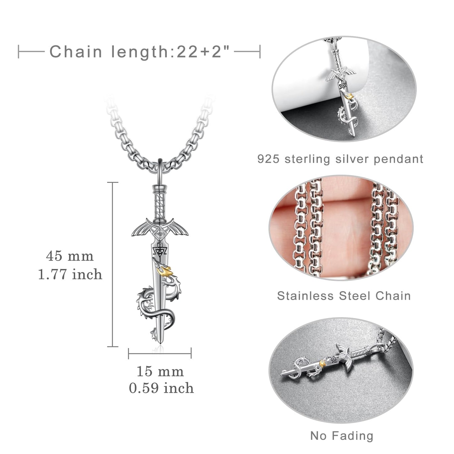 Master Sword Necklace – Sterling Silver Link Sword Pendant | Hyrule Warriors Jewelry Jewelry