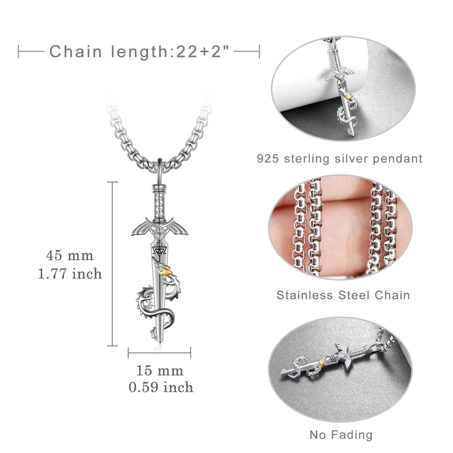 Master Sword Necklace – Sterling Silver Link Sword Pendant | Hyrule Warriors Jewelry Jewelry