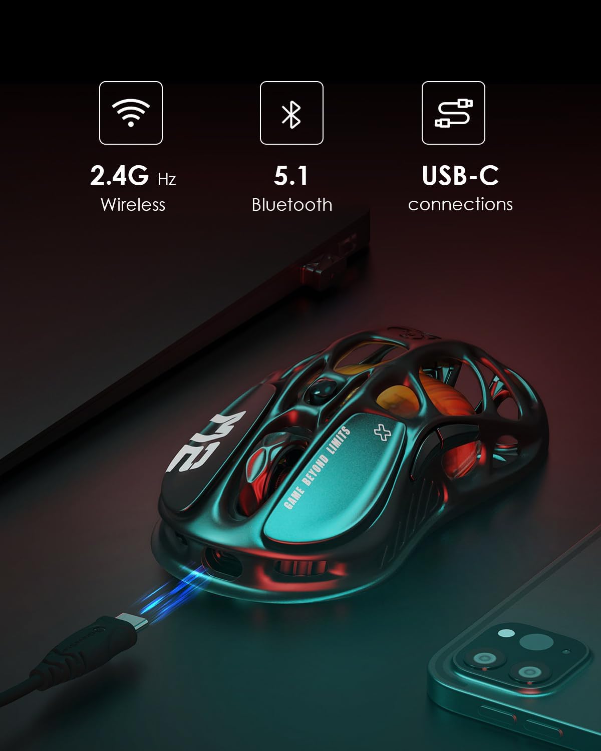 Wireless Gaming Mouse GravaStar Mercury M2 | 26,000 DPI PAW3395 Sensor | Lightweight Ergonomic Design Gaming Accessories