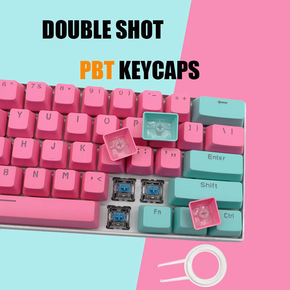 GTSP 61 Keycaps 60 Percent, Ducky One 2 Mini Keycaps for Mechanical Keyboard OEM Profile RGB PBT Keycap Set with Key Puller for Cherry MX Switches SK 61/Joker (Only keycaps) Blue