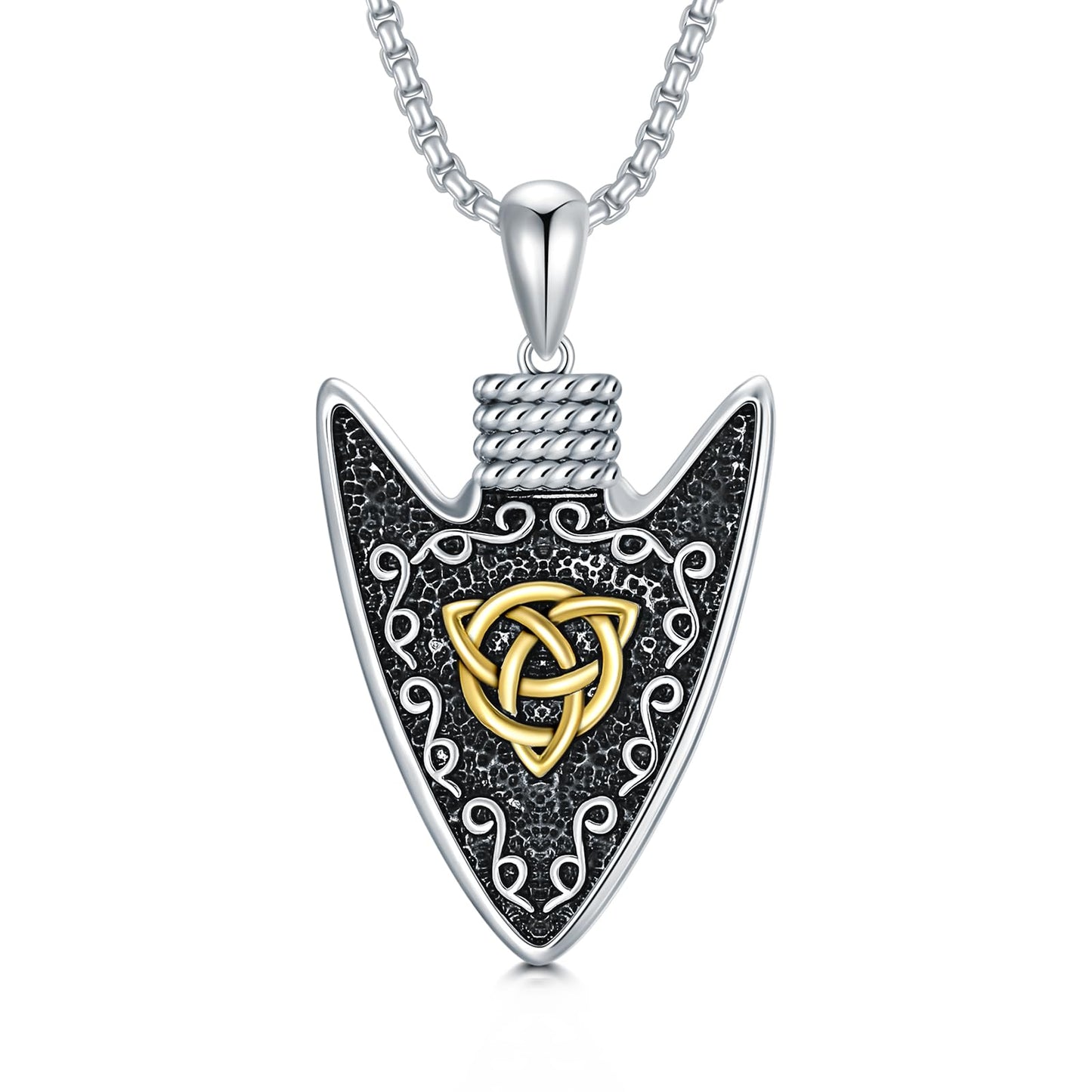 Viking Necklace for Men Sterling Silver Arrowhead/Therian/Raven/Thors Hammer Pendant Necklaces Jewelry Gifts for Men Women