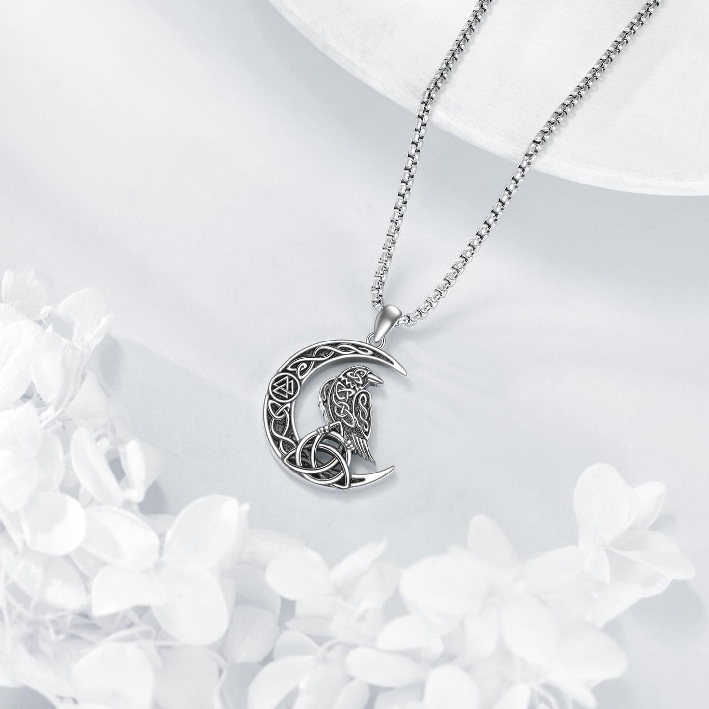 Viking Necklace for Men Sterling Silver Arrowhead/Therian/Raven/Thors Hammer Pendant Necklaces Jewelry Gifts for Men Women