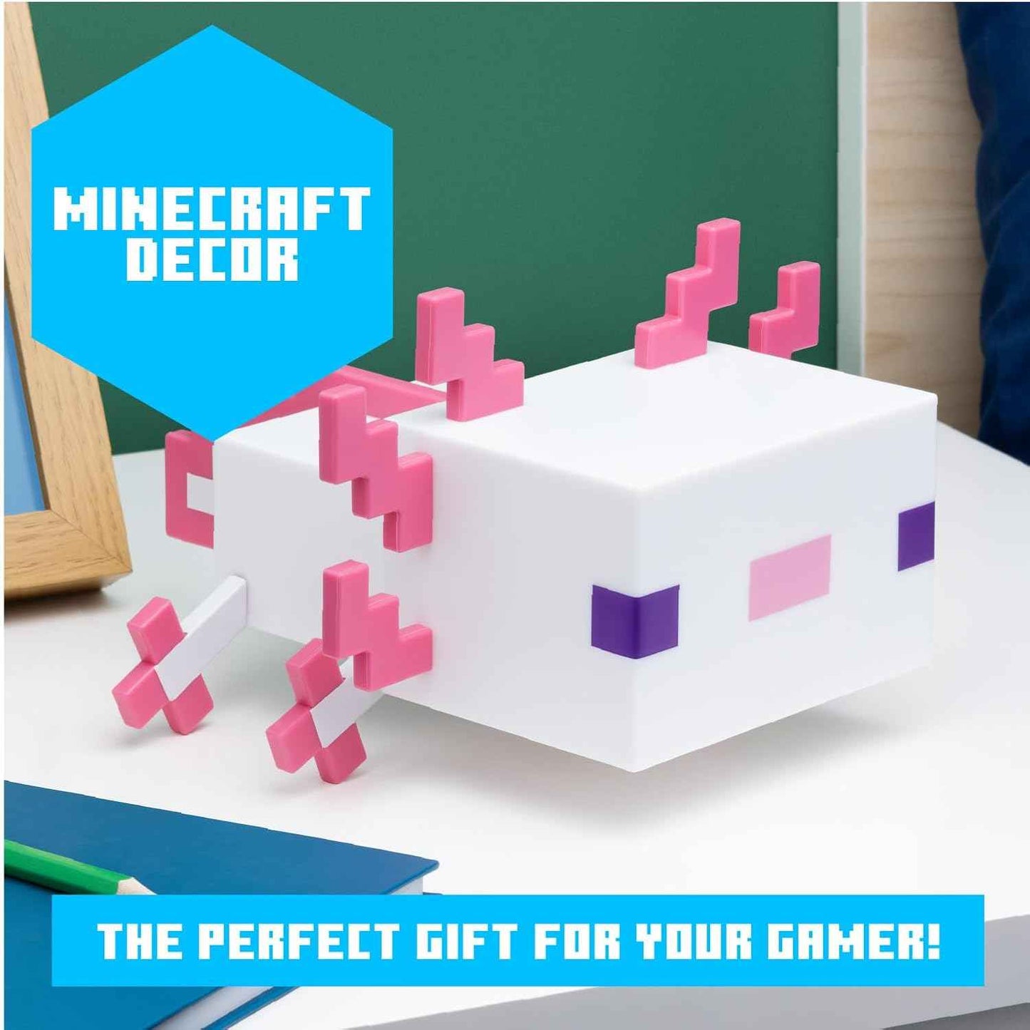 Paladone Minecraft Axolotl Light, Five Color Modes, Minecraft Lamp to Decorate Your Gaming Desk or Night Stand